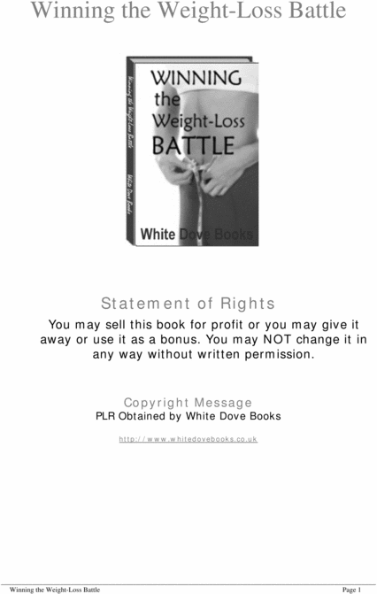 Product picture Winning The Weight Loss Battle